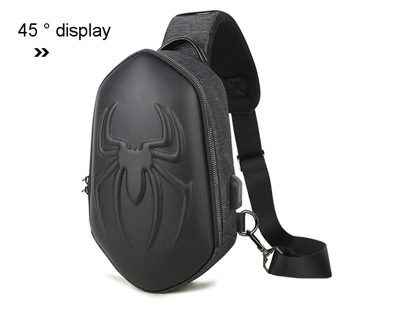 Running Chest Bag for Men USB Charging Fashion Streetwear Sling Pack Crossbody Motor Cycling Backpack for College Student Unisex