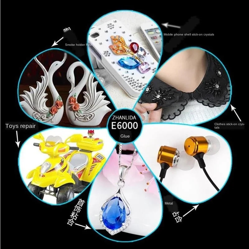 E6000 Clear Contact Adhesive For Jewelry Rhinestonne Crafts With Precision Applicator Tip - 110ml 50ml 25ml 15ml Glue