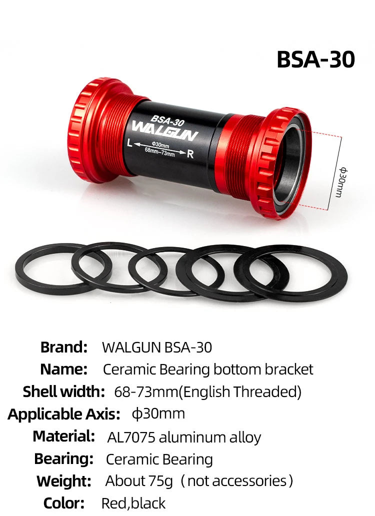 BSA Threaded Bike Bottom Bracket Ceramic BB BSA24 BSA30 BSA29 English for MTB Road Bikes 24mm 30mm 29mm Shell Bicycle Crank