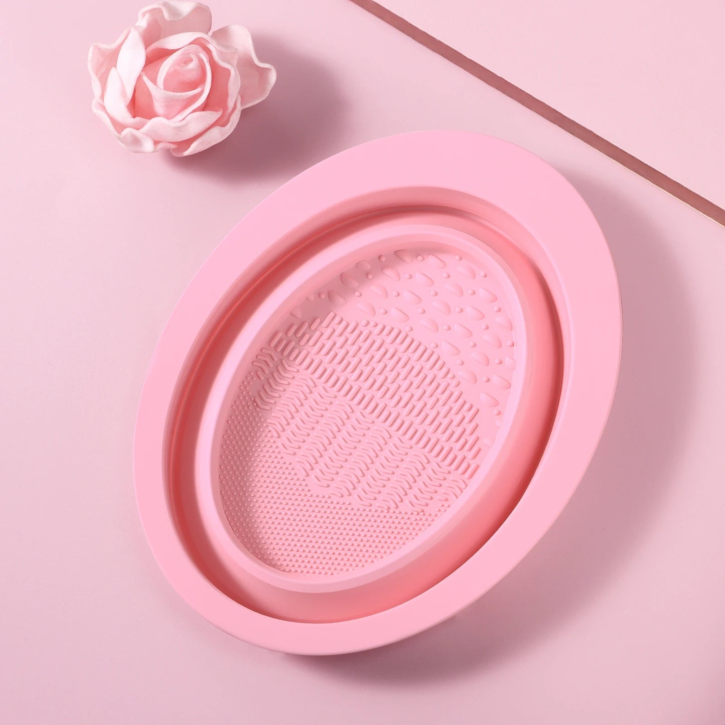 Makeup Brush Cleaning Tool,1pcs Silicone Brush Cleaner Pad Foldable Portable Cleaning Bowl For Makeup Brushes