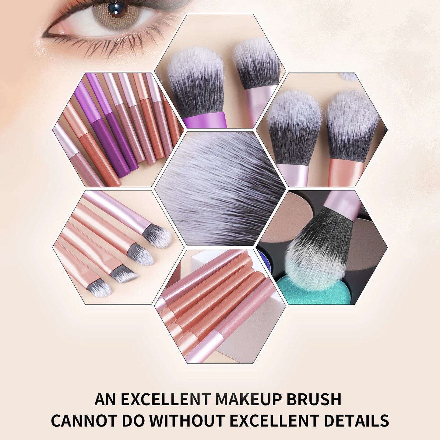 10 professional makeup brush set, portable small long tube, multi-functional face and eye makeup tools, daily makeup