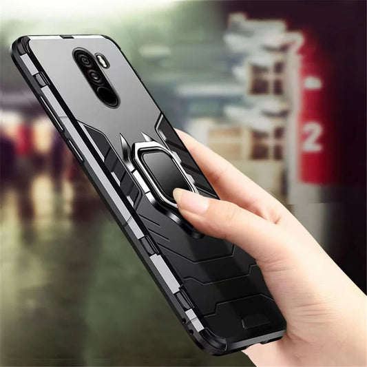 For Pocophone F1 Case For Xiaomi Pocophone F1 Case Shockproof PC+TPU Protective Armor Cover For Poco F1 Magnetic Holder Ring
