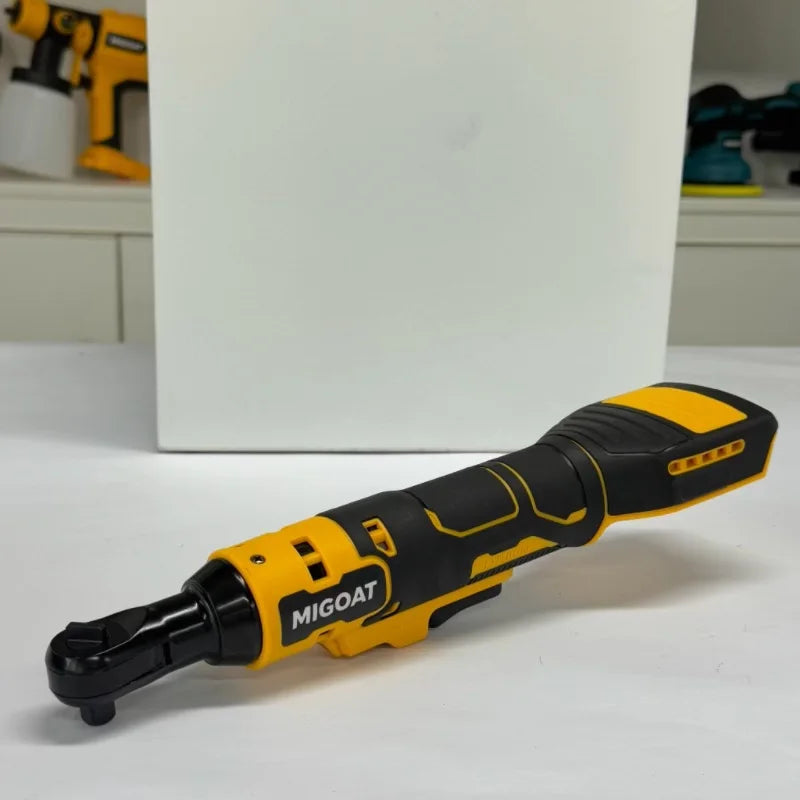 MIGOAT Cordless Electric Ratchet Wrench - 3/8 Inch Drive Brushless Motor Pump Action Design, For Makita 18V-21V Battery