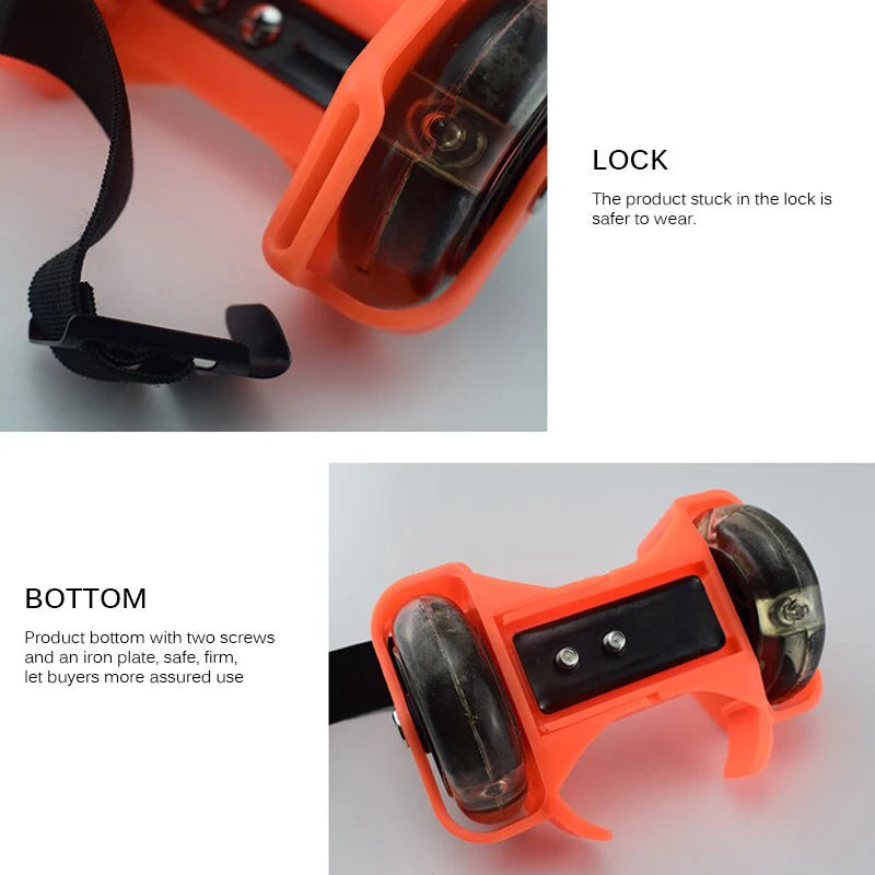 1 Pair Kids Children Outdoor Adjustable LED Flashing Wheel Heel Skate Rollers Adjustable Simply Durable for Outdoor Skating Shoe