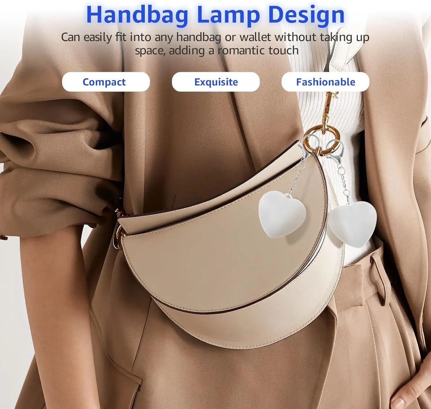 1pcs Purse Light Touch Sensitive LED White Lighting Charging Lamp Handbag with Automatic Sensor  Heart Light Gift Ideas