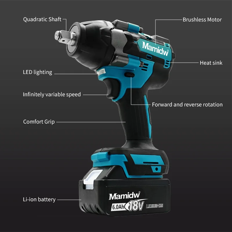 Brushless Electric Wrench Cordless Drill Screwdriver Free Delivery Large Torque Power Tools 18V Wrench For Makita Battery Pin