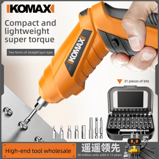 KOMAX Electric Screwdriver Rechargeable Cordless Screwdriver Powerful Impact Wireless Screwdriver Set Mini Drill Power Tools