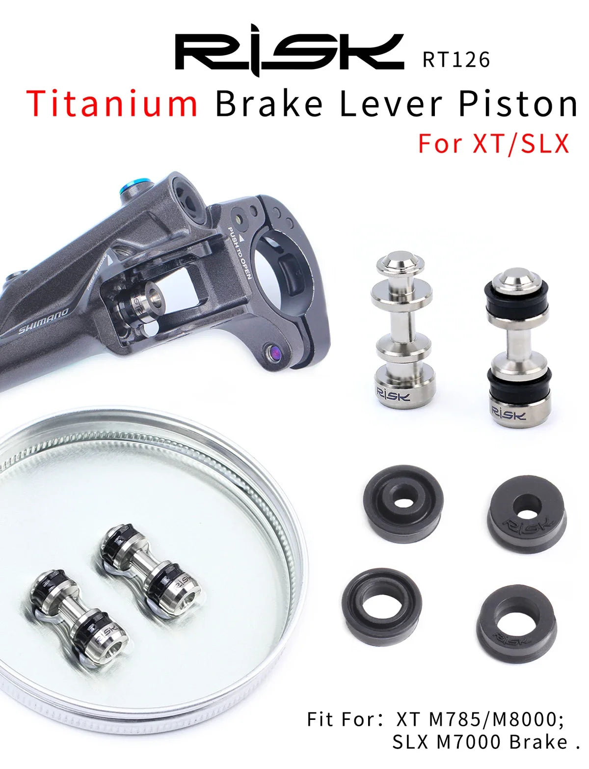 Risk Bike Titanium Alloy Brake Lever Piston Rod, Oil Disc Brake Piston Rod Sealing Ring Repair Parts,For XT M785 M8000 SLX M7000
