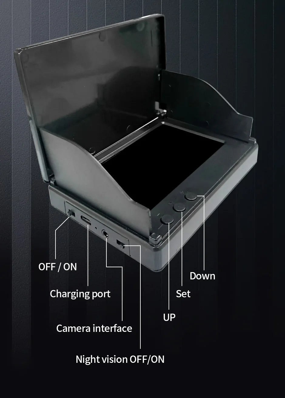 HEERAK Portable Fish Depth Finder Water Handheld 1080P 4.3 Inch LCD Fish Finder Underwater 220° Fishing Camera With Night Vision