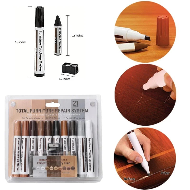 Furniture Repair Pen Wood Markers Wax Sticks Remover Scratches Filler Paint Restore Kit Wooden Cabinet Floors Tables Repair Tool