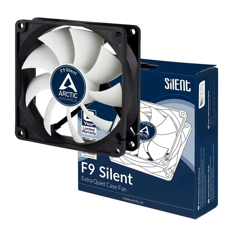 ARCTIC F9 Silent - 92 mm Low Noise Fan, Extra quiet motor, Almost inaudible,  Fan Speed: 1000 RPM Fixed Speed, 3-Pin Connector