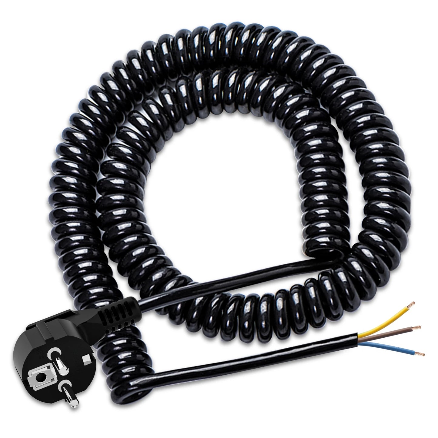 2/3/5 m Euro gauge Replaceable coil cable 250V 16A ground contact male plug end 6cm extension cord for electrical appliances