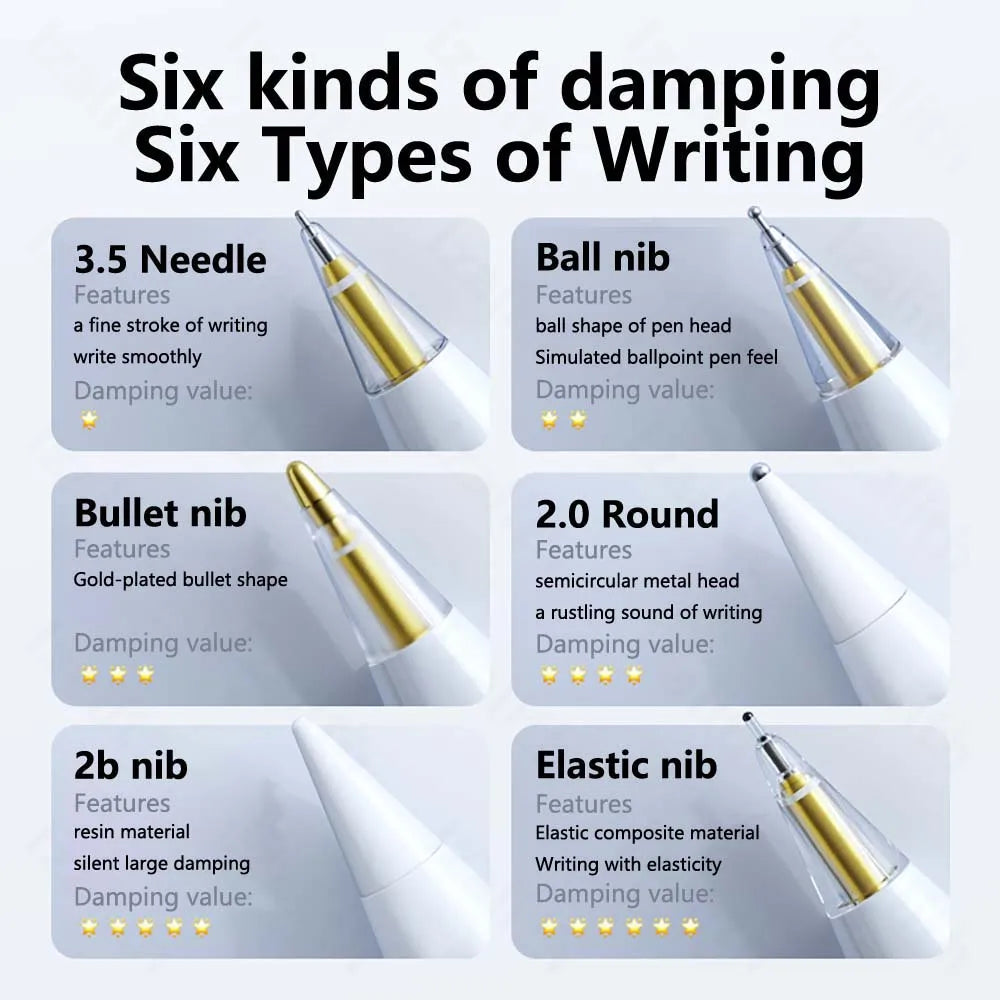 Replacement Pencil Tips for Apple Pencil 1st 2nd 3th(USB-C) 4/6 Pcs 2B Thin Soft Nibs for iPad Pro Pencil 1/2/3 Stylus Fine Nib