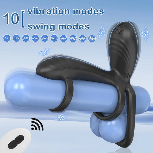 Vibrating Cock Ring for Men Remote Control Penis Ring Ejaculation Delay Chastity Cage Clitoris Stimulation Sex Toy for Couples