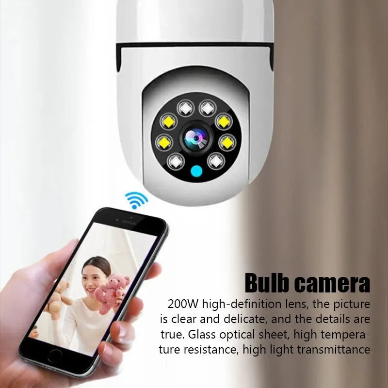 2MP Bulb E27 Wifi Surveillance Camera Full Color Night Vision Automatic Human Tracking Zoom Indoor Security Monitor Wifi Camera