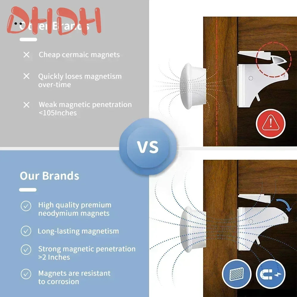 DHDH Magnetic Baby Safety Lock Children Protection Invisible Drawer Latch Cabinet Door Lock Limiter Children Security