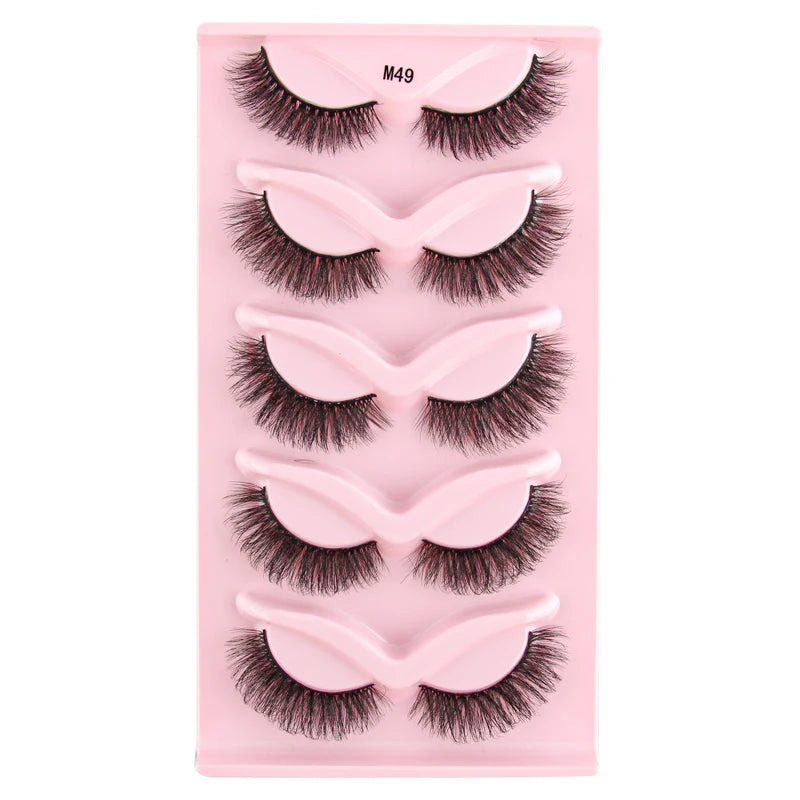 3/5 Pairs Cat Eye False Lashes Natural Short Fluffy Eyelashes Wispy Half False Eyelashes Eye End Extension Faux Mink Makeup
