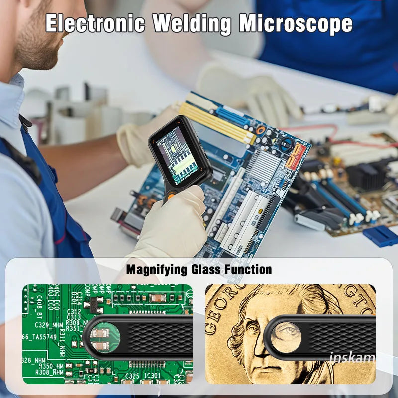 Digital Microscope Handheld 3.0 inch IPS Color Screen Autofocus 2MP Coin Video Microscopes 500x Magnification for Jewelry Watch