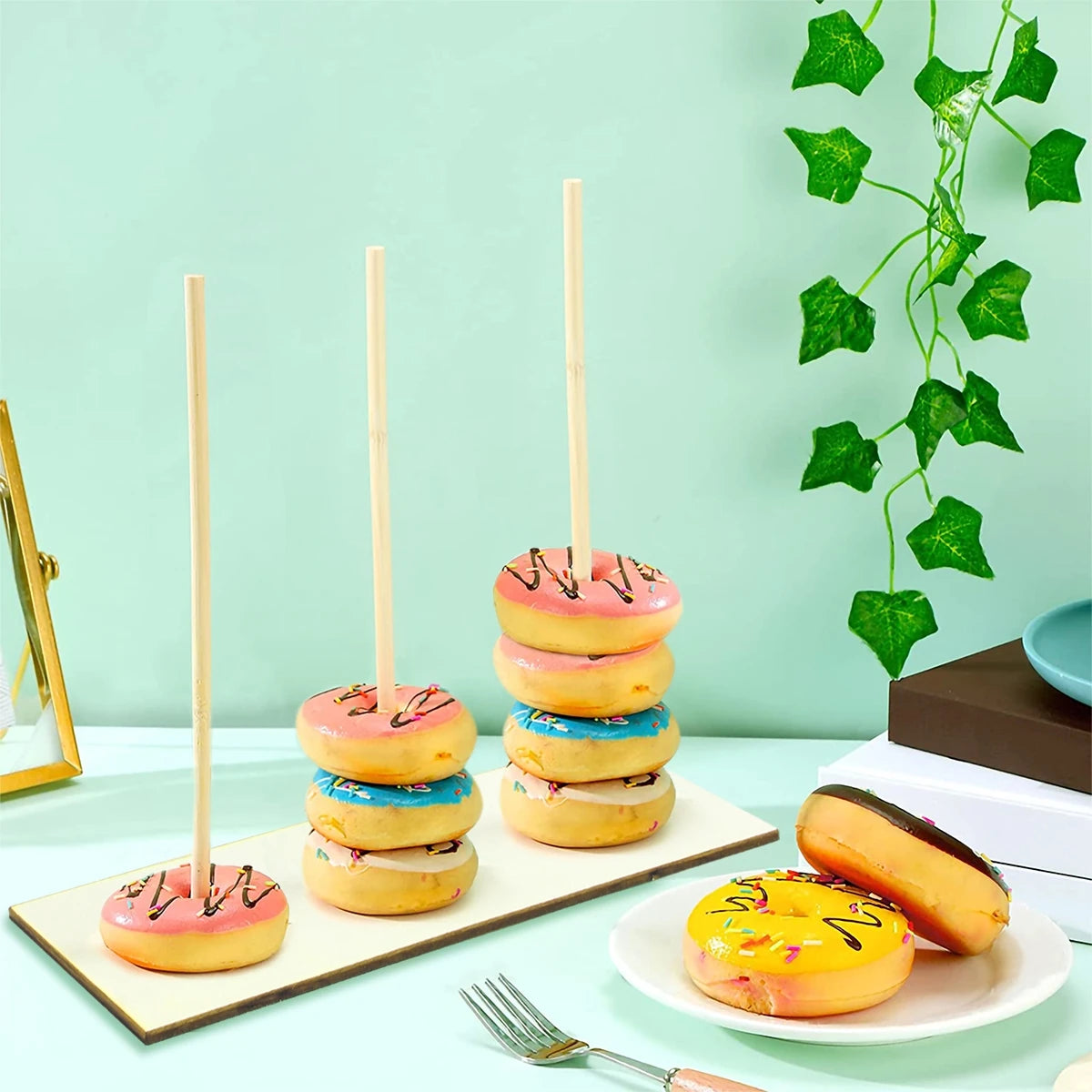 Wood Donuts Stand Holder Sweet Cart Rustic Wedding Table Decor Doughnut Birthday Party Candy Bar Baby Shower Donut Party