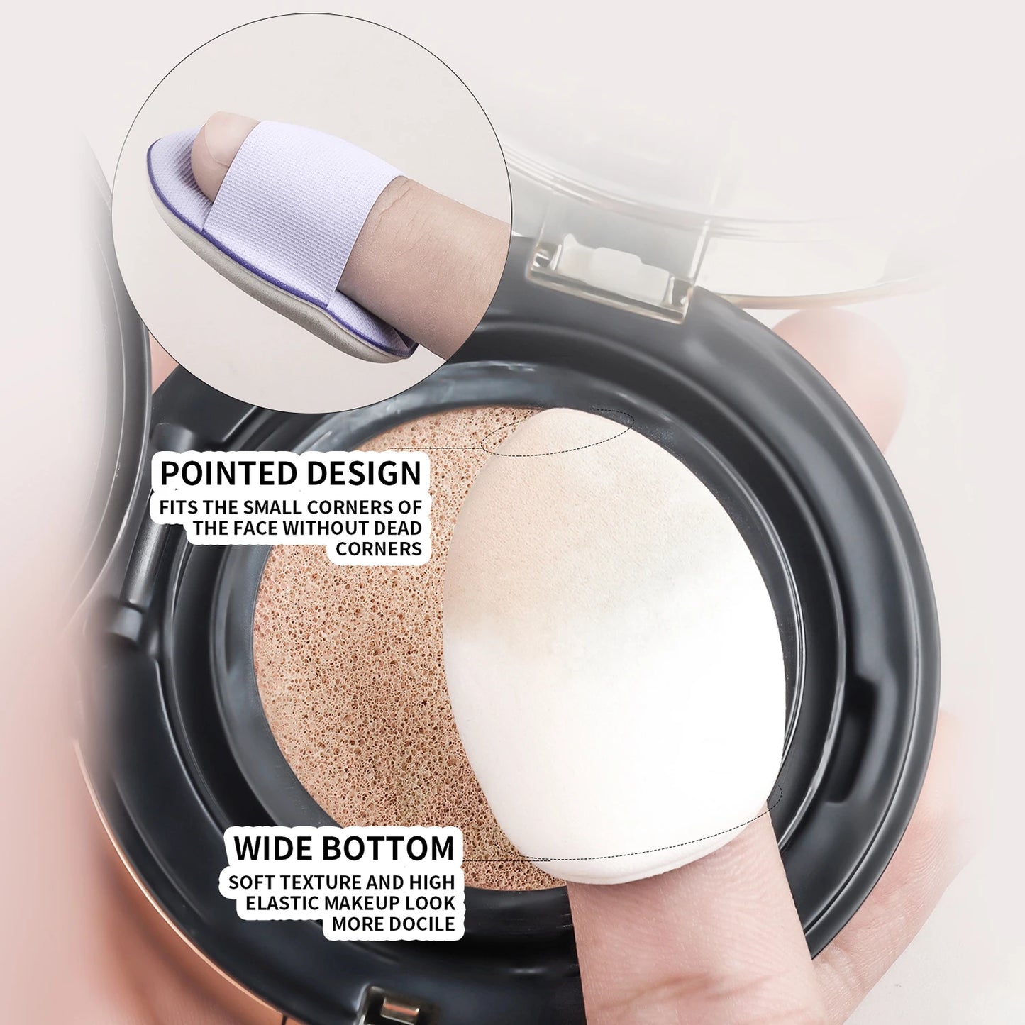 Finger powder puff, 6pcs/box small thumb cushioned slippers powder puff mini concealer makeup tool