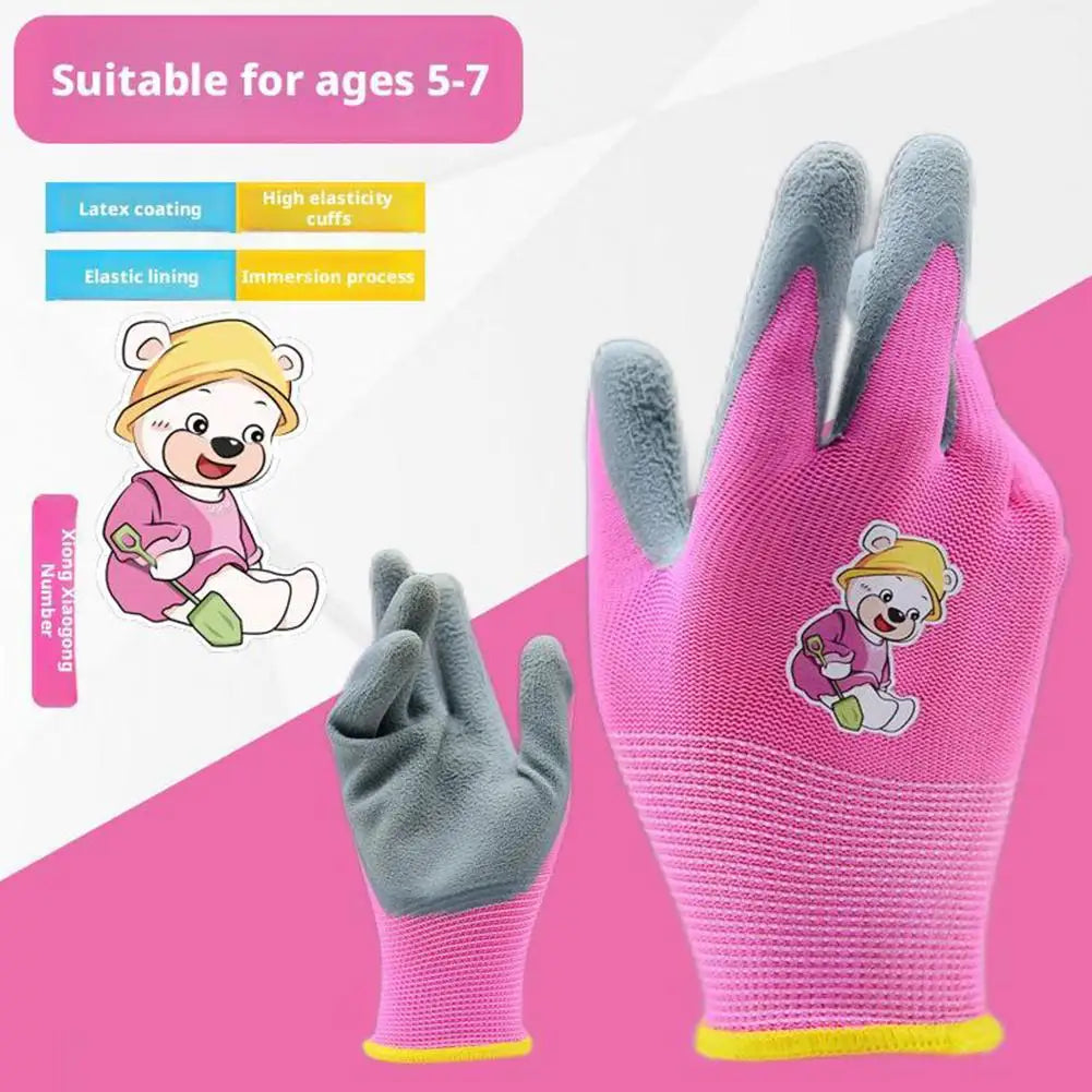 Gardening Gloves Kids Durable Waterproof Garden Work Gloves Non-Slip Children Safety Yard Work Gloves Portable Garden Supplies