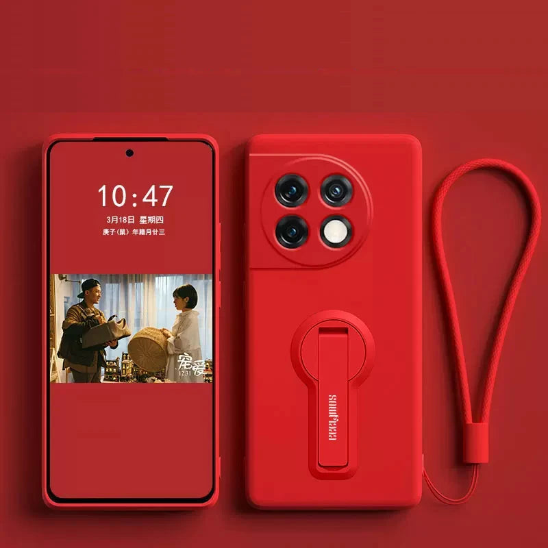 Luxury Soft Silicone Case Cover For OnePlus 13 12 11 15 15R 12R 13R 10 9 Pro ACE 3 Phone Case With Holder Stand Screen Protector