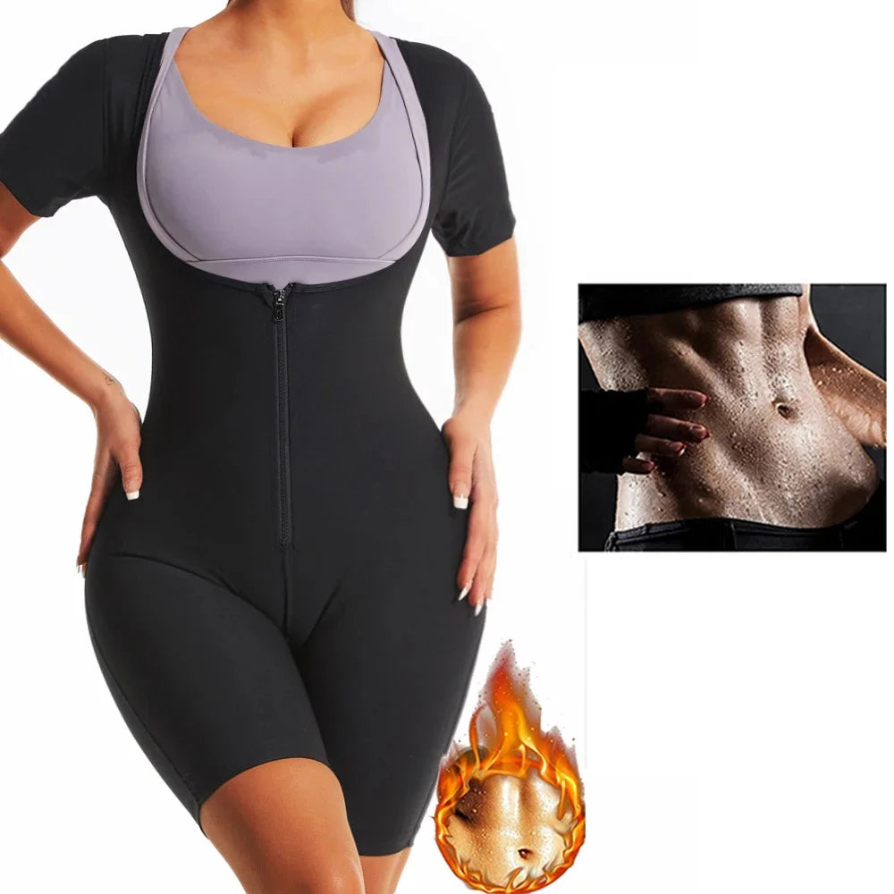 YBFDO Women High Compression Bodysuit Shapewear Fitness Girdles Sauna Sweat Suits Belly Slimming Sheath Weight Loss Body Shaper