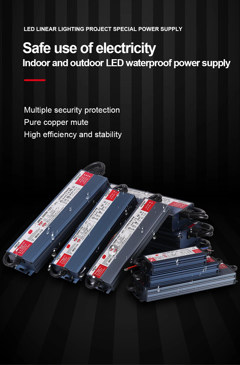 AC/DC waterproof lighting power supply IP6712V 24V outdoor LED driver 600W 500W 400W 300W 200W 100W transformer power supply