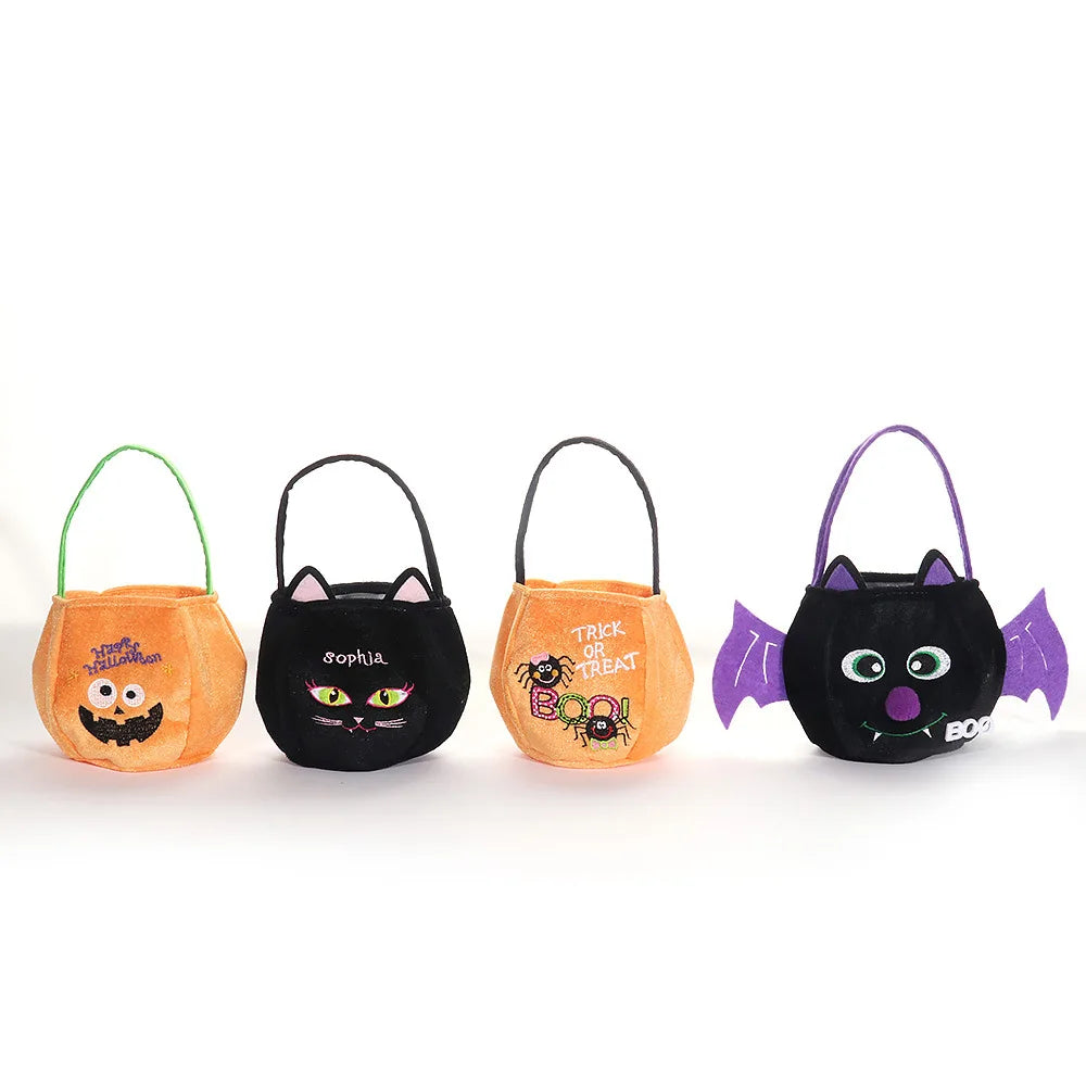 Childrens Gift Goodie Bag Portable Creative Stereoscopic Versatile Halloween Decorations Pumpkin Holiday Tote Gold Velvet Cloth