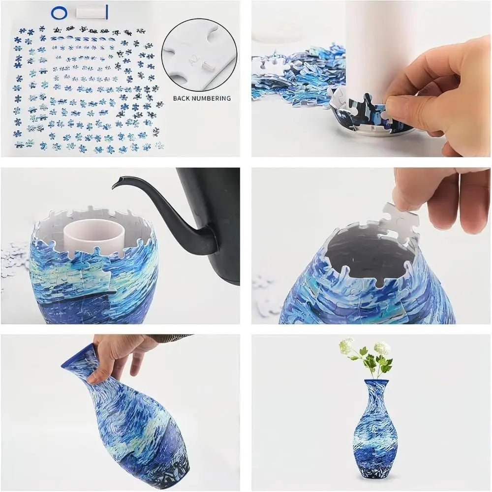 160 Curved Plastic Puzzle 3D Puzzlef Flower Vase Flower Arrangements DIY Arts 3D Art Puzzle Vase Housewarming Gift Puzzle Kit