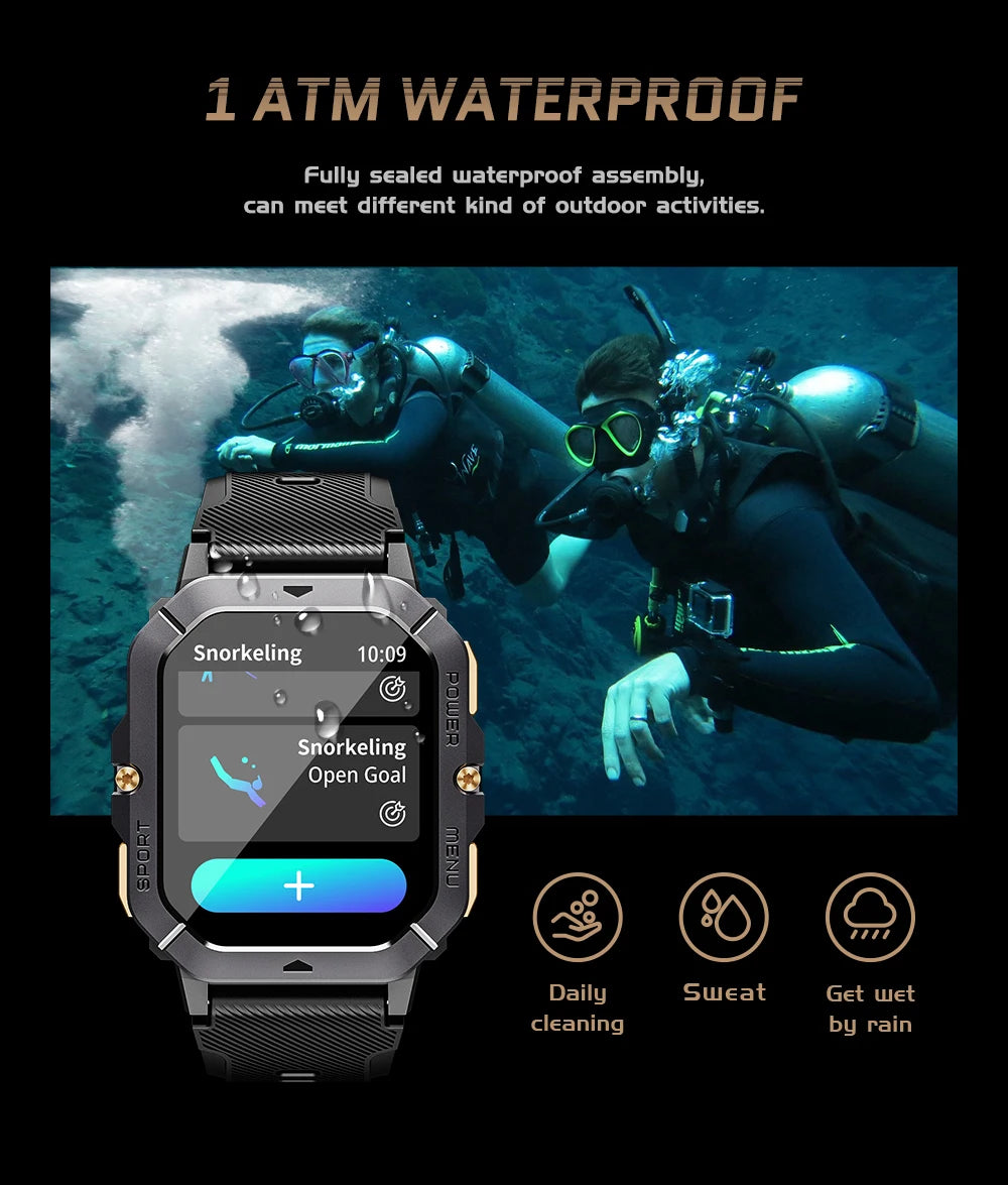 LEMFO C28 Military Smart Watch Men 2024 Outdoor IP68 Waterproof Heart Rate Blood Oxygen Monitor Smartwatch Original 2.02 Inch