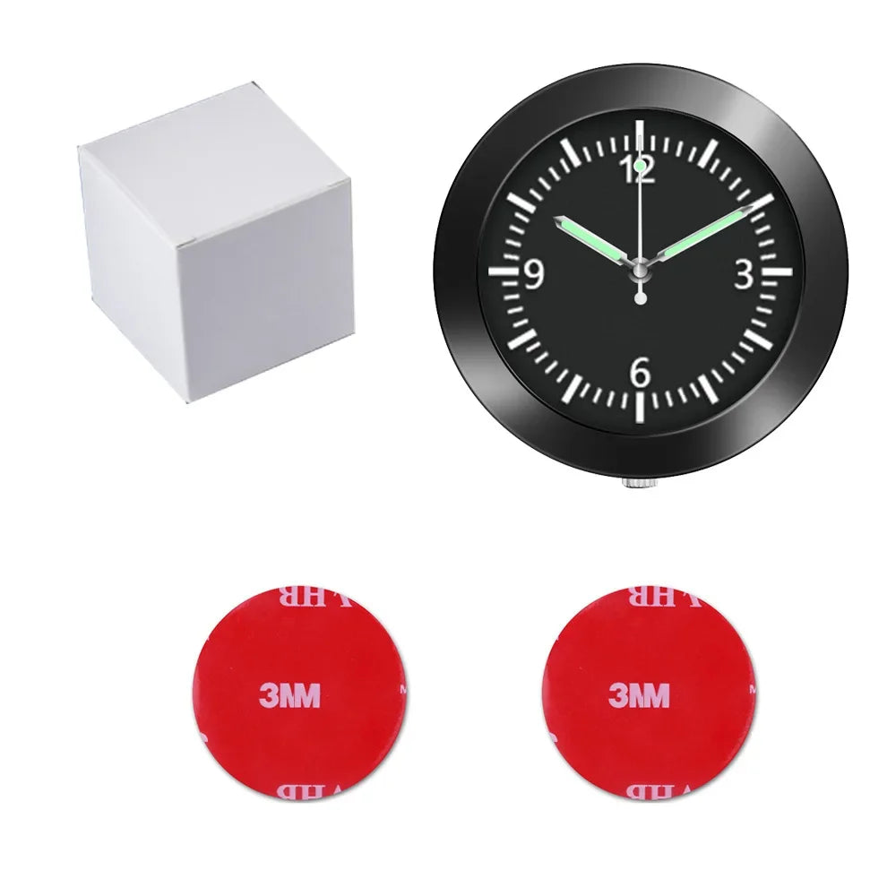 1pc Luminous Car Clock Automobiles Internal Stick-On Watch Mechanics Quartz Clocks Auto Ornament Fit For Dashboard/ Boat/ Bike