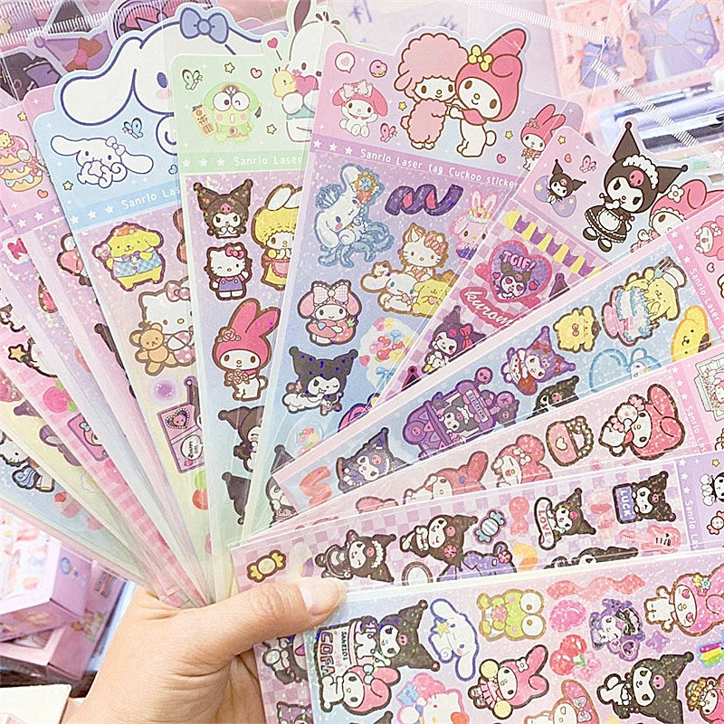 20pcs Sanrio Cartoon Sticker Pochacco Kuromi Melody Kitty Kawaii Stickers Student Stationery Supplies Birthday Gifts Wholesale