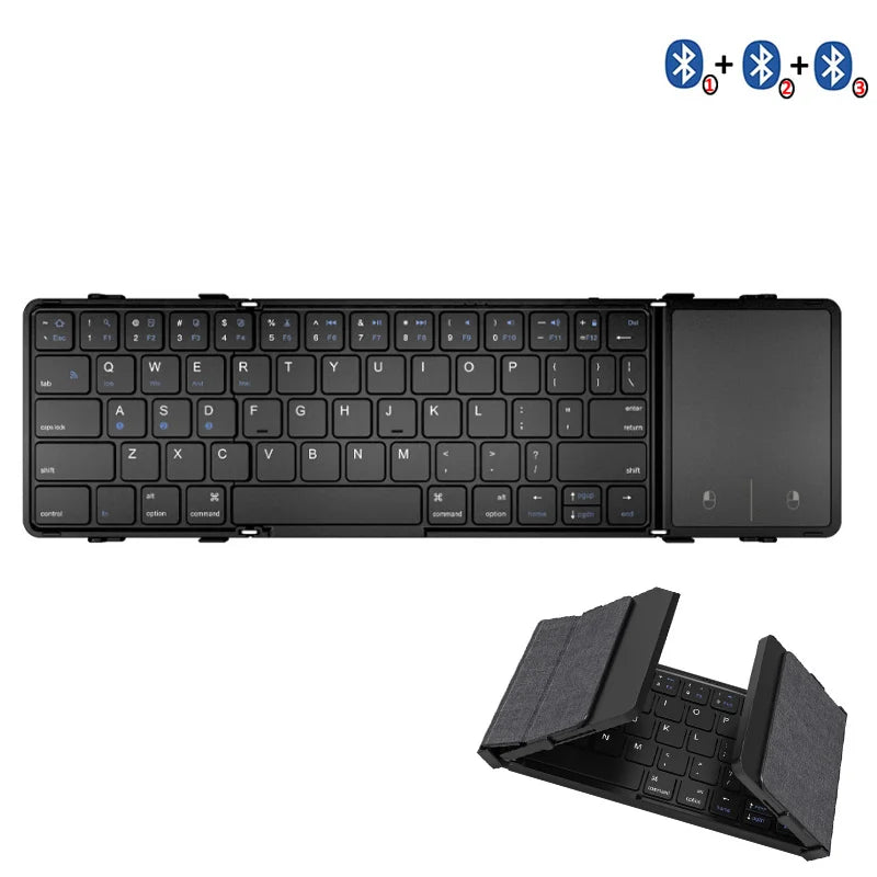 Jomaa Hebrew/Korea/Russia Wireless Folding Keyboard with Touchpad/Numer Rechargeable Foldable Bluetooth Keyboard for Tablet Ipad