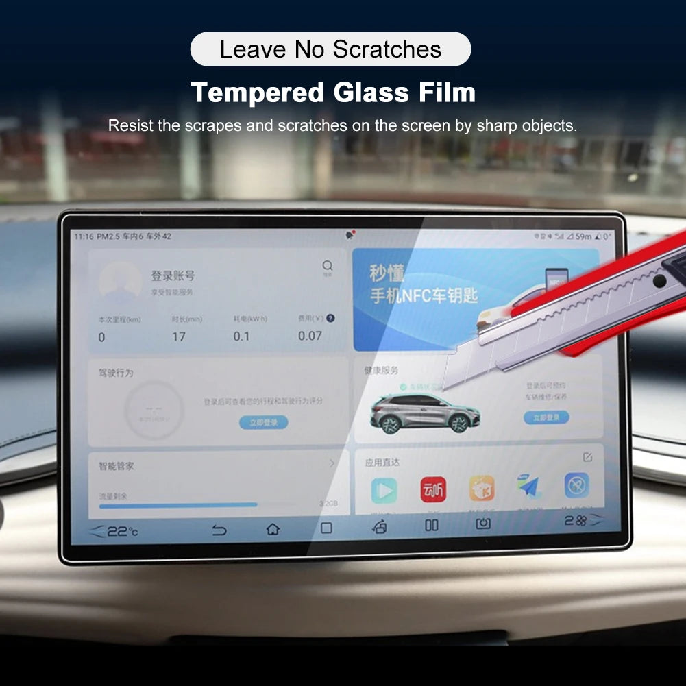Touch Screen Protector For BYD Atto 3 Yuan Plus Seal Dolphin 2022 2023 2024 Tempered Glass 12.8 15.6 Inch Navigation Protection