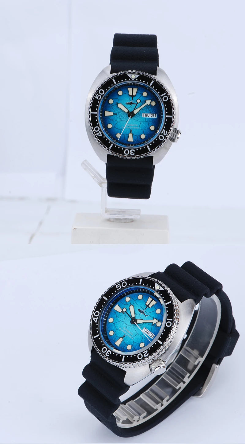 HEIMDALLR Turtle King Mens Diver Mechanica Watch Sapphire 200m Water Resistant  316L Steel C3 BGW9 Luminous NH36 Automatic Watch