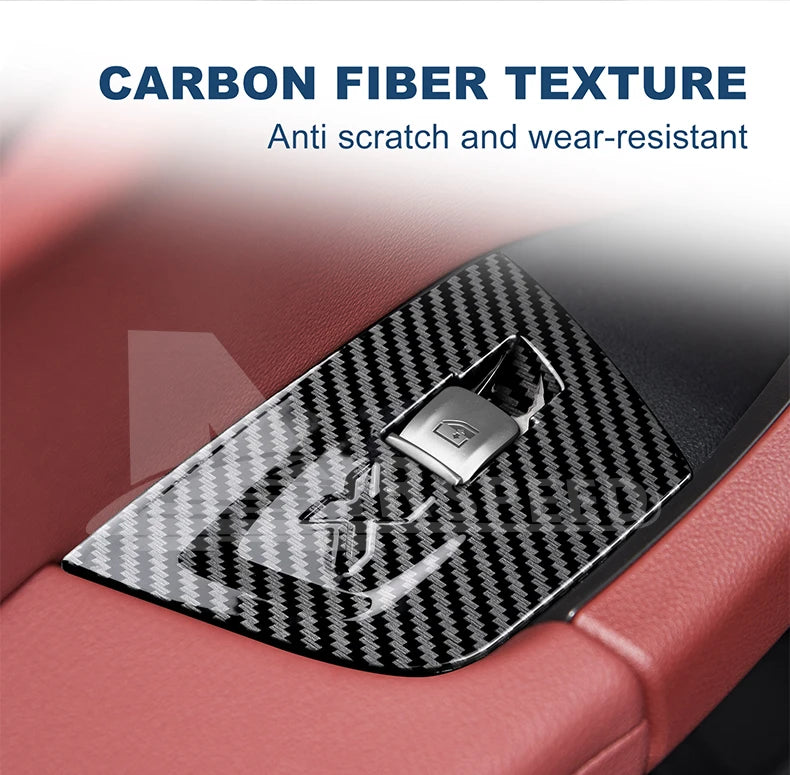 AIRSPEED for BMW X3 G01 X4 G02 2018-2023 Inner Window Lifting Switch Door Handle Pull Cover ABS Carbon Fiber Texture Accessories