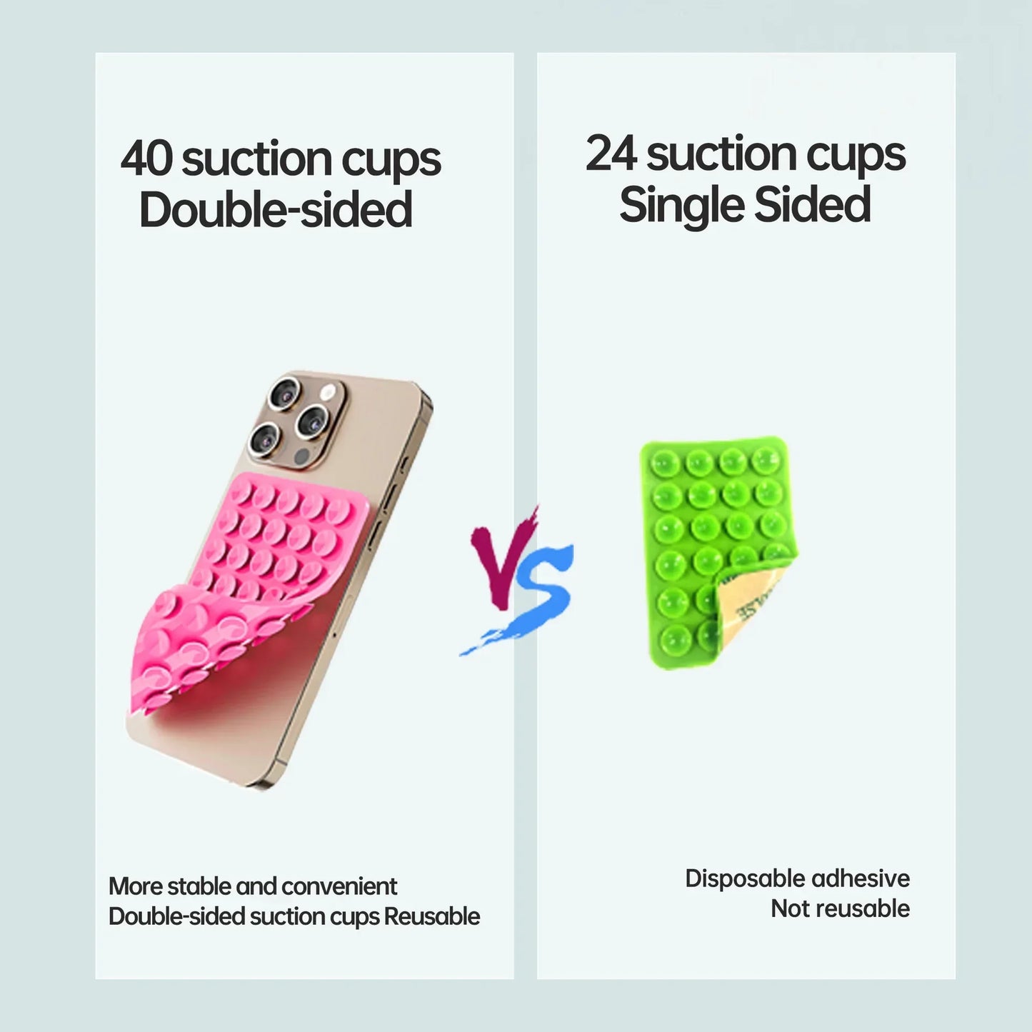 Double Sided Silicone Suction Cup Multicolor Strong Adhesive Stand For iPhone 11 12 13 14 15 16 Pro Max Detachable Phone Holder