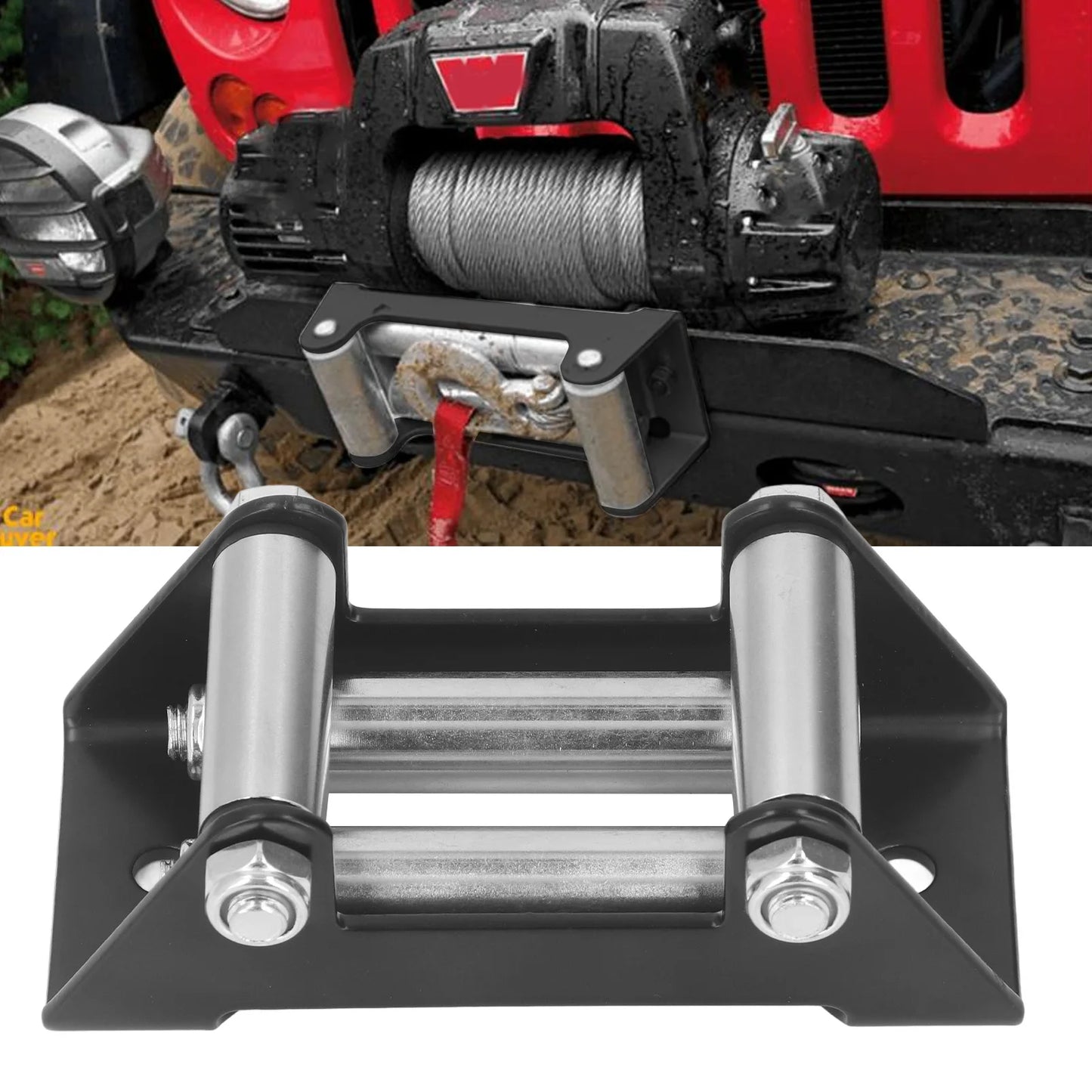 Winch Roller Fairlead Cable  4 Way High Strength Roller Steel Fairlead 4500LB Winch Roller Fairlead Cable