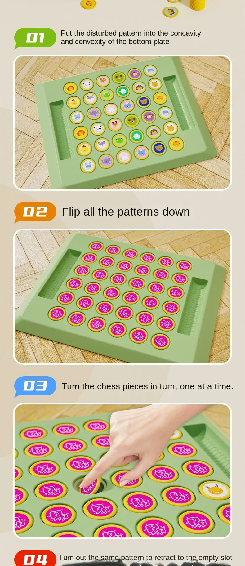 2024 New Two-player Animal Flip Chess Children's Pairs of Touch Shen Ji Miaoji Parent-child Interactive Puzzle Reasoning Game