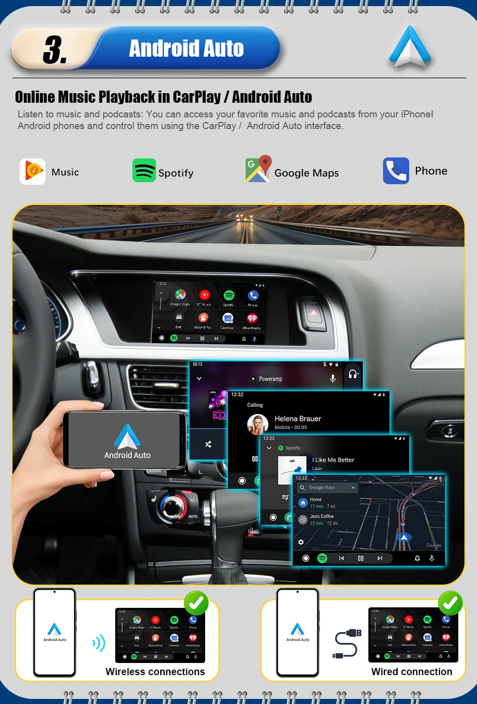 Wireless CarPlay Android Auto MMI Interface for Audi A4 B8 A5 Q5 2008-2016 with AirPlay Mirror Link Functions Reverse Camera