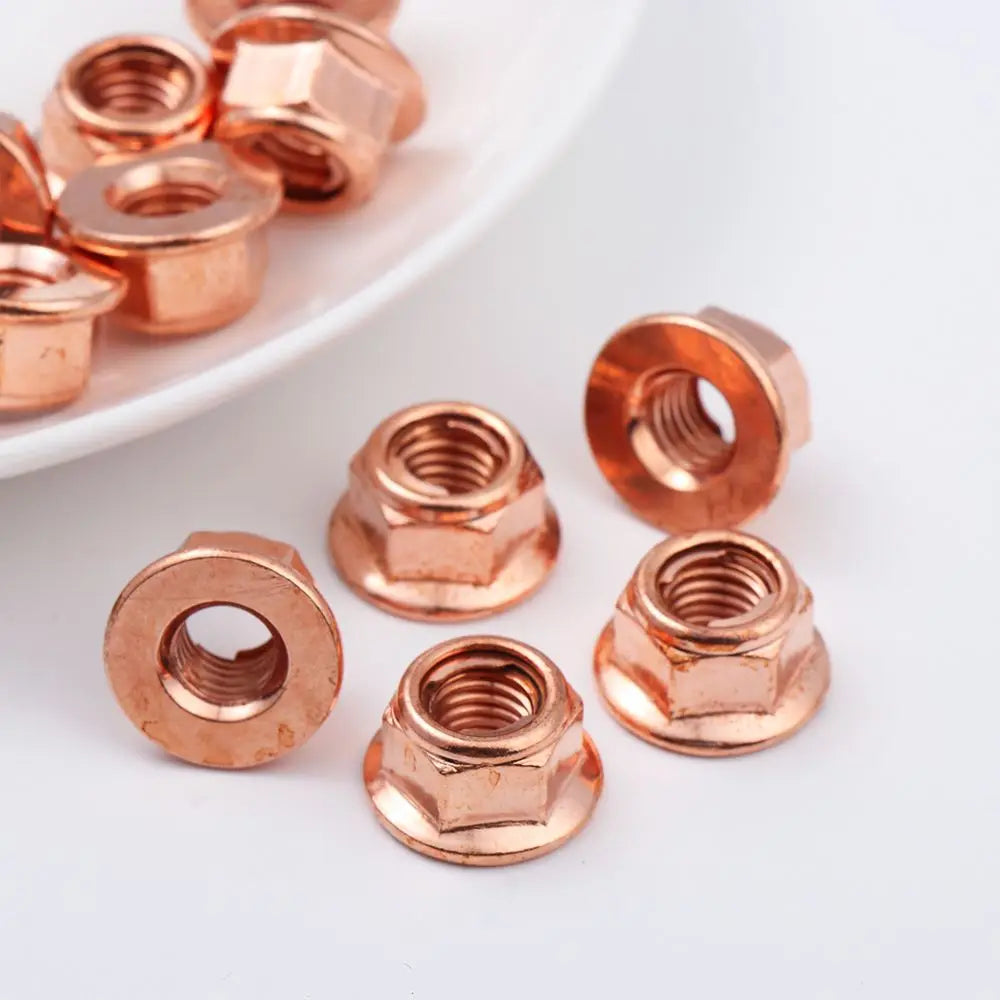 12Pcs M8 Copper Flashed Exhaust Manifold Nut 8mm Nuts High Temperature Nuts