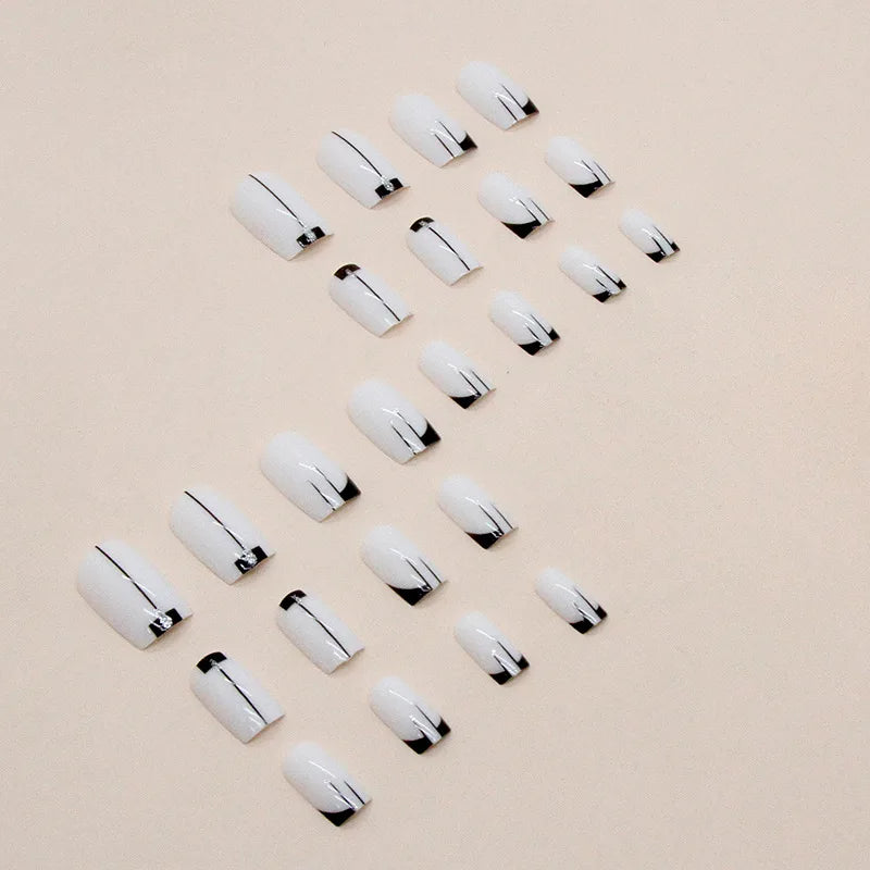 Mandarin Duck 24 Pcs Press on Nails Pink Gradient Fake Nails Glossy Artificial Finger Manicure Reusable False Nails