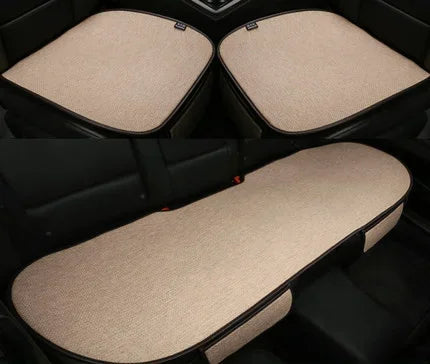 Car seat single-piece four seasons universal three-piece cover without backrest breathable cotton and linen rear cushion