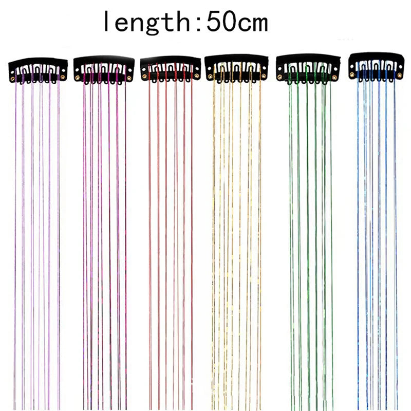 12pcs Per Pack of BB Hair Clips,Shiny Metallic Hair Extensions with Clips,Synthetic Hair, Sparkling Hair Accessories for Women