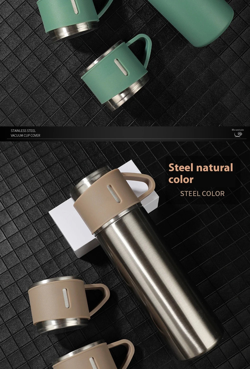 500ML 304 Stainless Steel Vacuum Thermos Gift Set Office Business Style Cup Thermos Portable Flask Thermos Flask