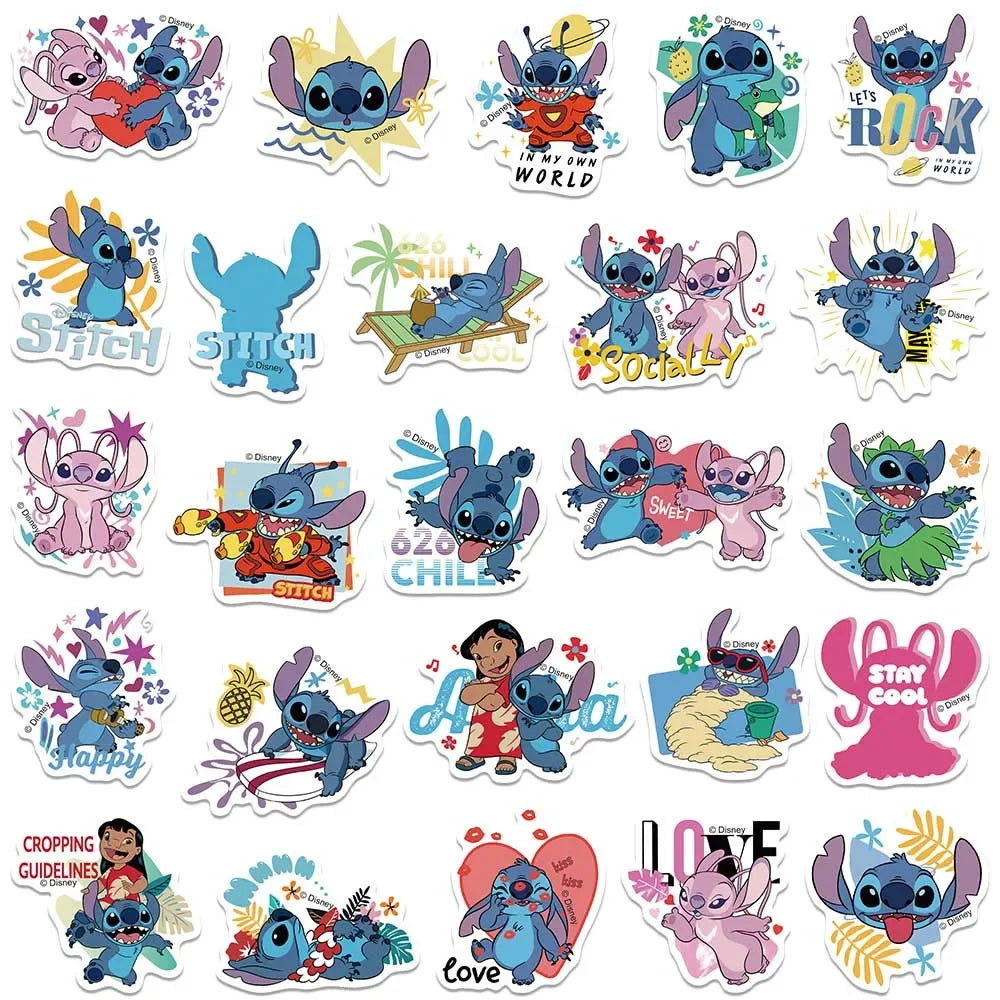 Disney Cartoon Kawai Stitch Stickers for Phone Laptop Diary Guitar Suitcase Graffiti Waterproof Sticker Decals Kids Toy