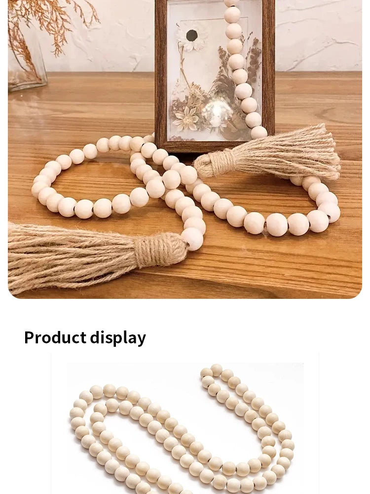 Decorative Bead Twine Tassel Strand, Log Colour Boho Decorative Wall Decor, Home Decor Craft Ornament, Gothic Style, for Prayer