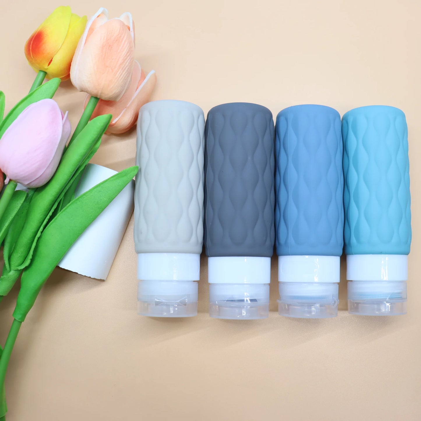 4pcs Travel Refillable Bottle Set Portable Silicone Squeezed Empty Soft Sub-bottling Tool Liquid Container Spray Lotion