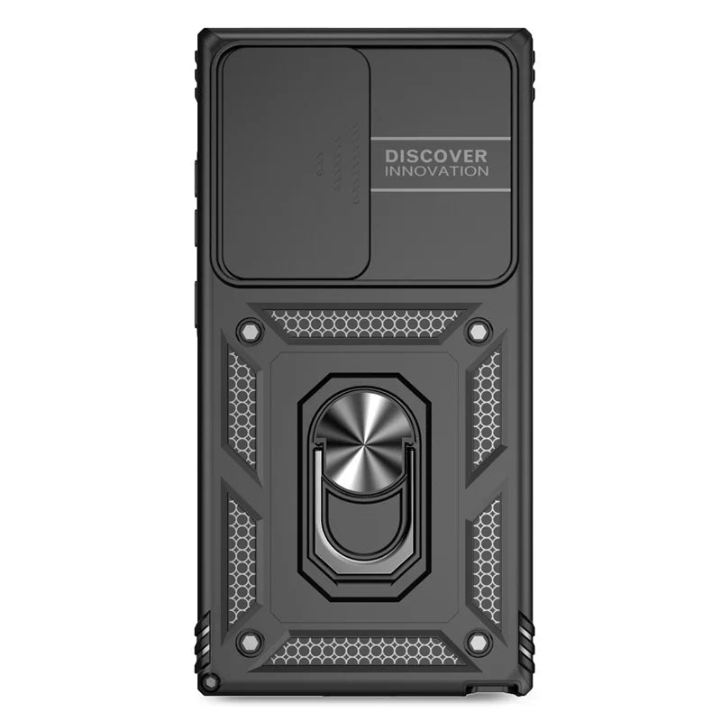 Armor Magnetic Bracket Case for Samsung S25 S24 S23 S22 S21 S20 Note 20 Ultra S10 Plus Slide Camera Protection Shockproof Cover